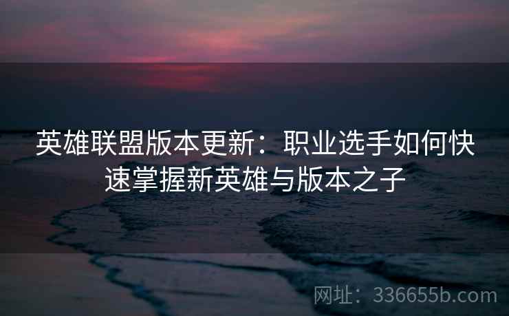 英雄联盟版本更新：职业选手如何快速掌握新英雄与版本之子